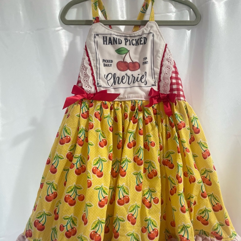 Charming Cherry Kids Dress with Red Accents vintage sundress
